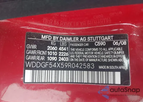 2009 Mercedes-Benz C 300 Luxury/Sport из США, поврежденный, VIN WDDGF54X59R042583